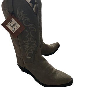 OLD WEST Cowboy Women's Boots  Light Grey Leather Size 7.5 NWB